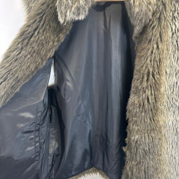 Blassport Faux Fur Brown and Gray Fully Lined Zip Up Vest Womens Large Trendy - Picture 6 of 14